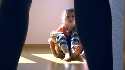 Portrait of little mixed race girl.