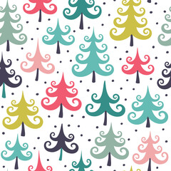 Seamless pattern with Christmas trees.