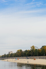 Fall view of the river in the city.