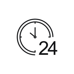 24 hour, clock icon isolated on white background