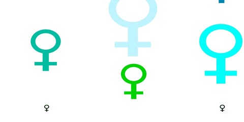 Light Blue, Green vector texture with women's rights symbols.