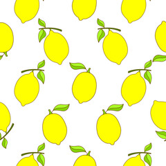 Lemon seamless pattern design. Lemon fruit pattern background. Fruit seamless pattern isolated.