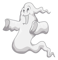 Isolated Playful and Smiling Ghost over White Background, Vector Illustration