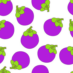 Mangosteen seamless pattern design. Mangosteen fruit pattern background. Fruit seamless pattern isolated.