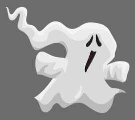 Little Ghost with Long Sheet and ready to Scare, Vector Illustration