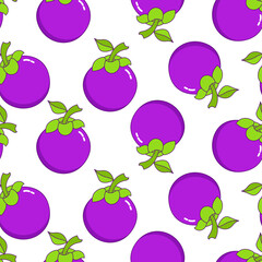 Mangosteen seamless pattern design. Mangosteen fruit pattern background. Fruit seamless pattern isolated.