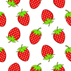 Strawberry seamless pattern design. Strawberry fruit pattern background. Fruit seamless pattern isolated.