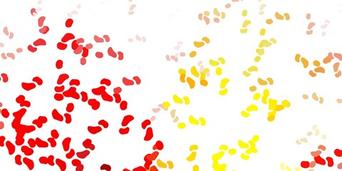 Light red, yellow vector texture with memphis shapes.