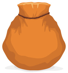 Isolated Orange Bag with Rustic Rope, Vector Illustration