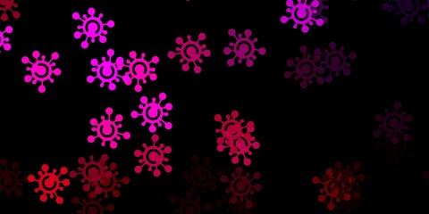 Fototapeta na wymiar Dark pink vector pattern with coronavirus elements.