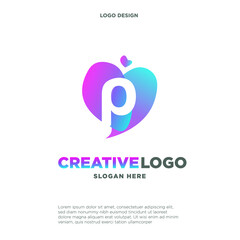 Letter P logo with colorful splash background, letter combination logo design for creative industry, web, business and company.