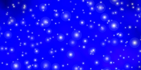 Dark BLUE vector template with neon stars.