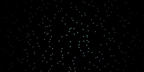 Dark Blue, Green vector background with small and big stars.