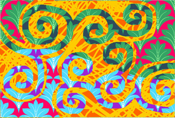 Indonesian batik motifs with very distinctive plant patterns