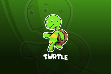Turtle esport mascot design. Running
