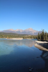 Fototapeta premium Blue Of The Athabasca River, Jasper National Park, Alberta