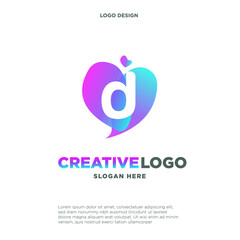 Letter D logo with colorful splash background, letter combination logo design for creative industry, web, business and company.