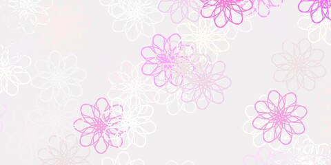 Light Pink vector natural artwork with flowers.