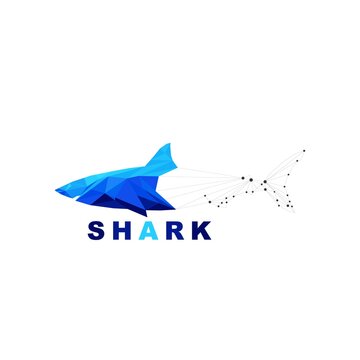 Shark Geometric Triangle Logo Icon Design, Shark Triangle