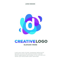Letter D logo with colorful splash background, letter combination logo design for creative industry, web, business and company.