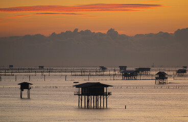 
Beautiful Ocean Sunrise Seascape , Bangtaboon - Phetchaburi , Thailand.

