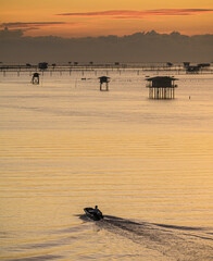 
Beautiful Ocean Sunrise Seascape , Bangtaboon - Phetchaburi , Thailand.
