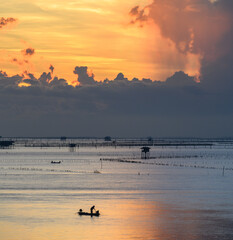
Beautiful Ocean Sunrise Seascape , Bangtaboon - Phetchaburi , Thailand.

