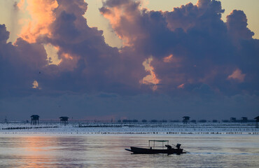
Beautiful Ocean Sunrise Seascape , Bangtaboon - Phetchaburi , Thailand.
