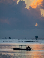 
Beautiful Ocean Sunrise Seascape , Bangtaboon - Phetchaburi , Thailand.
