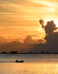 
Beautiful Ocean Sunrise Seascape , Bangtaboon - Phetchaburi , Thailand.
