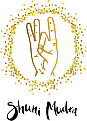 Shuni Mudra - gesture in yoga fingers. Symbol in Buddhism or Hinduism concept.Mudra breeds awareness of our inner divine 
