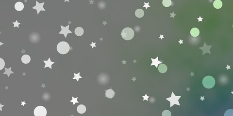 Light Green vector background with circles, stars.