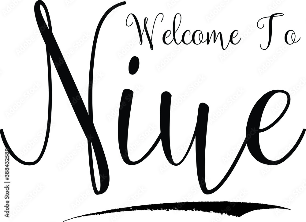 Fototapete welcome to niue country name calligraphy text black color text on white background