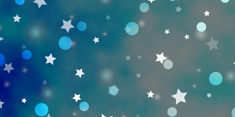 Naklejka premium Light BLUE vector background with circles, stars.