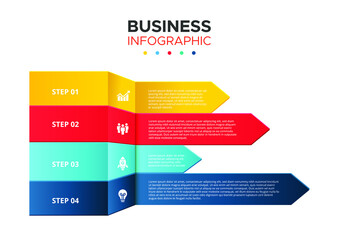 Business Infographic template. Colorful shapes presentation design with numbers 4 options or steps. vector illustration