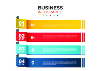 Business Infographic template. Colorful shapes presentation design with numbers 4 options or steps. vector illustration
