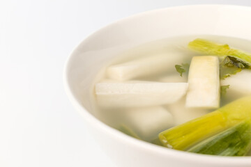 Clear soup kimchi on white background