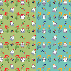 seamless christmas pattern with birds