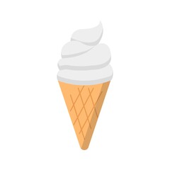 White milk ice cream with cone, cartoon comic illustration