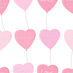 Obraz na płótnie Canvas Seamless pattern heart balloons Valentine's Day vector illustration