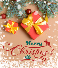 Fototapeta na wymiar Beautiful greeting card for Merry Christmas celebration