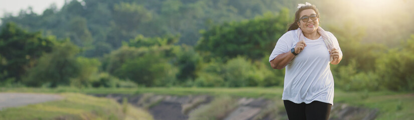 woman running exercise with happy.