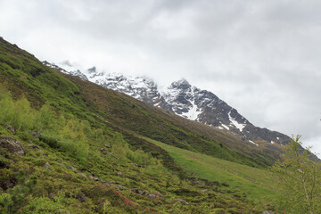 Fototapeta na wymiar Mountain snow panorama in Tyrol Alps, Austria