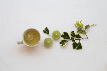 herbal mix honey lemon hot healthy drinks for sore throat  of lifestyle woman relax in winter...