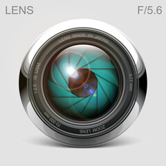 set camera lens object-glass photography background illustration technology design Isolated on white background