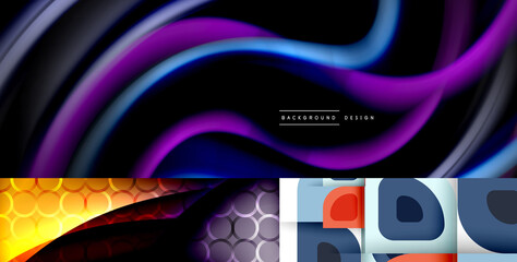 Geometric abstract backgrounds with shadow lines, modern forms. Vector illustrations for covers, banners, flyers and posters and other templates