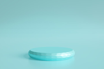 Product display podium on blue background. 3D rendering