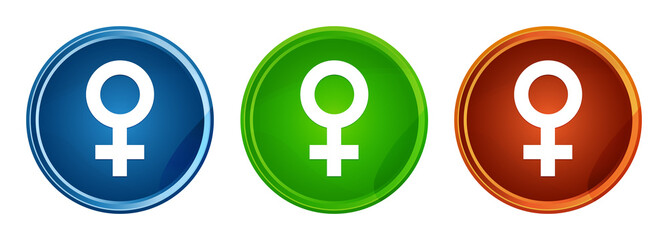 Female sign icon stylish round button set glass design