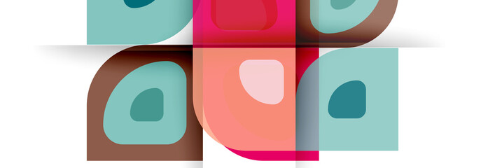 Fototapeta premium Set of vector modern geometric abstract backgrounds with repeating abstract round shapes patterns and shadow effects