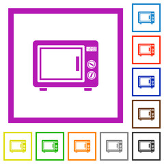 Microwave oven flat framed icons